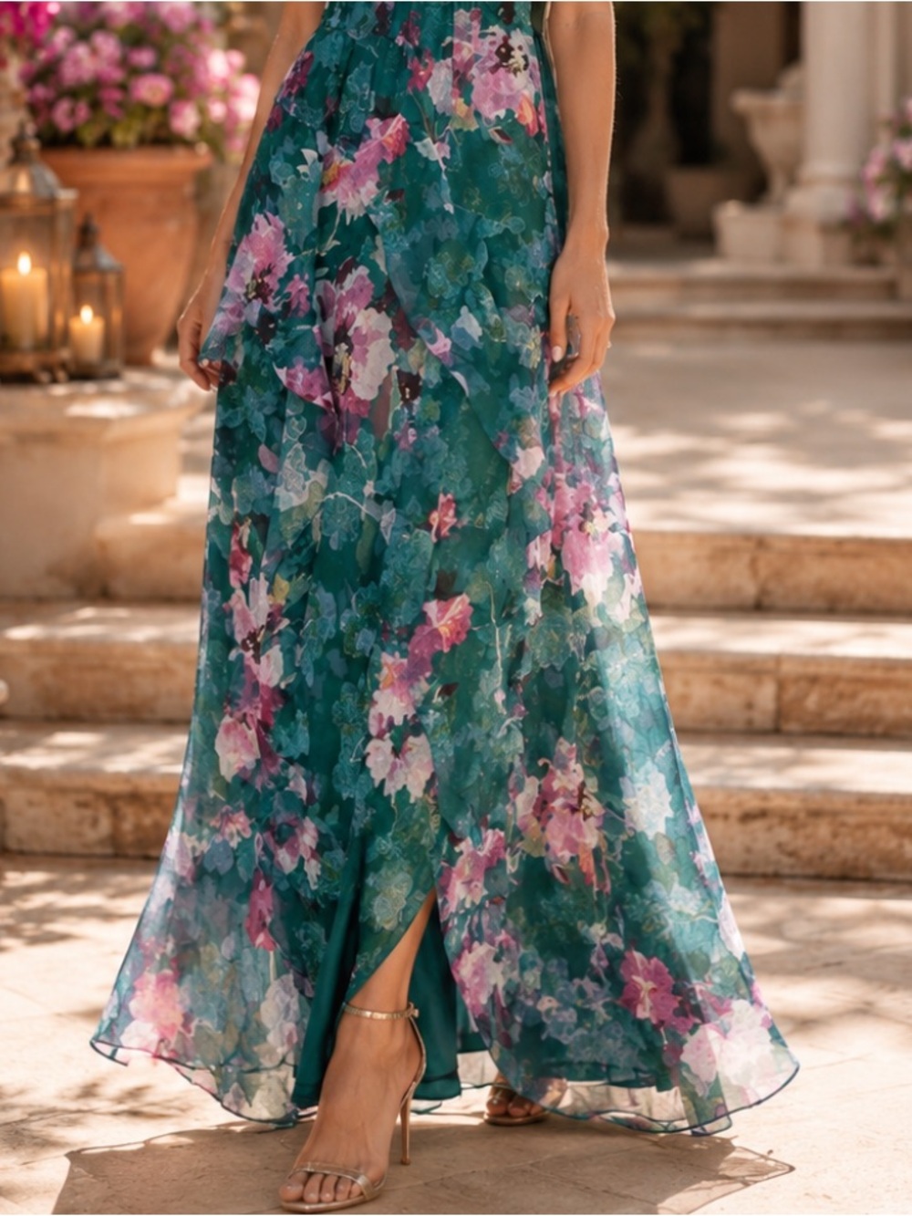 New Adrianna Papell Teal Floral Dress size 10 - Picture 7 of 16